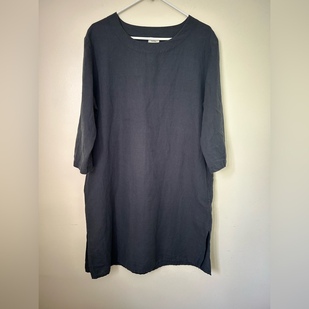 Dr. Flax Charcoal 100% European Linen Dress with Pockets